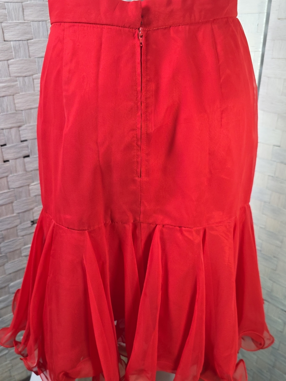 VINTAGE Red Ruffled Hem Skirt - Picture 3 of 5